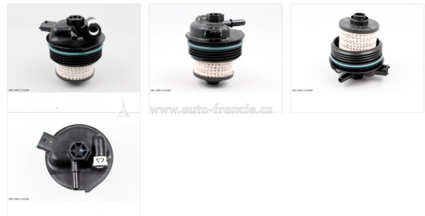víko filtru paliva + filtr citroen peugeot 9801116380