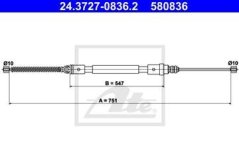pravé brzdové lano peugeot 406,4745.r2,bubnová brzda,ATE