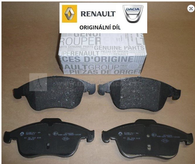 PŘEDNÍ BRZDOVÉ DESTIČKY RENAULT,410607369r originální díl renault