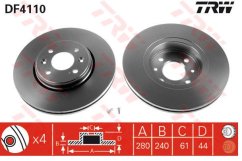 přední brzdový  kotouč renault,7700426389,TRW DF4110