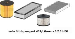 filtry peugeot 407,citroen c5 ,2.0 HDI,SADA FILTRŮ CITROEN,PEUGEOT