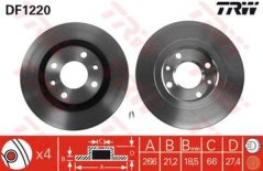 přední brzdový kotouč citroen,peugeot,4246.97*,TRW DF1220