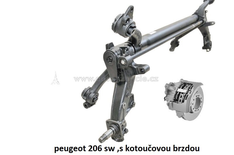 ZADNÍ NÁPRAVA PEUGEOT 206 sw/combi,s kotoučovou brzdou,repase