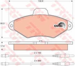 PŘEDNÍ BRZDOVÉ DESTIČKY CITROEN,trw gdb1101,4251.56