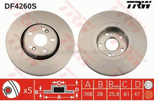 přední brzdový  kotouč renault,8200570677,TRW DF4260S