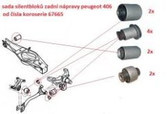 sada silentbloků zadní nápravy peugeot 406,5131.99,5131.78,5131.80,3640.41*FPARTS