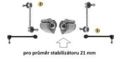 sada stabilizátorů zadní nápravy peugeot 406,MEYLE 21mm