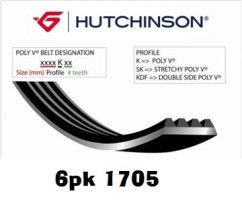 řemen citroen,peugeot ,plochý řemen 6pk 1705