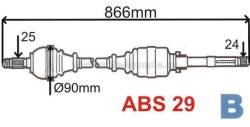 pravá poloosa berlingo,partner,zx,3273.6K,bez ABS FPARTS