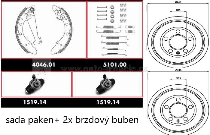 brzdy škoda fabia,seat,audi,vw -zadní brzdová sada