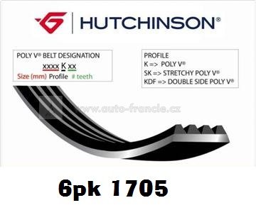 řemen citroen,peugeot ,plochý řemen 6pk 1705