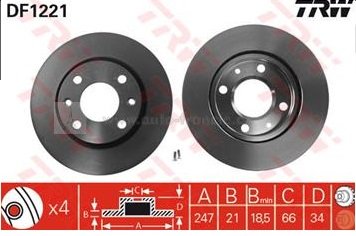 přední brzdový kotouč citroen,peugeot,4249.96*,trw df1221