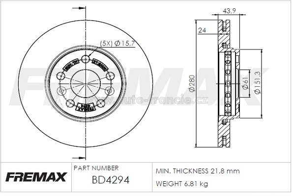 přední brzdový kotouč renult,8201464604,fremax bd4294