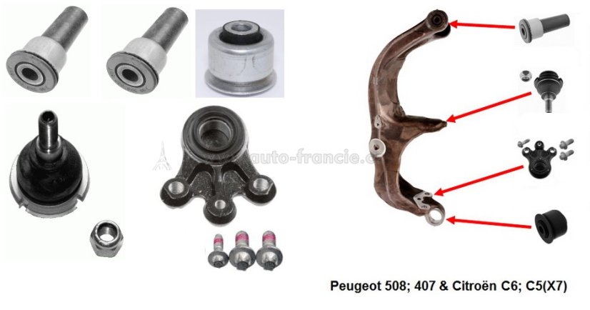 přední náprava peugeot 407,508,citroen c5,c6