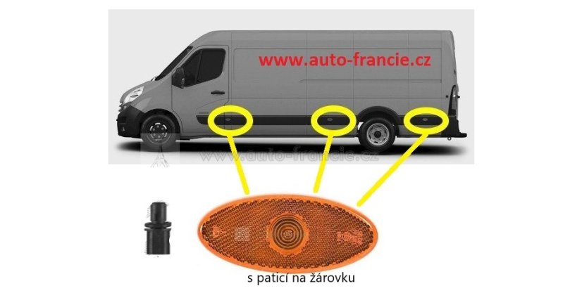 boční poziční světlo renault master s paticí na žárovku  , 261b00001r,fparts