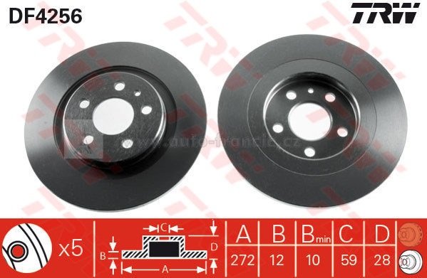 zadní brzdový kotouč C8,807,CITROEN,PEUGEOT-trw df4256