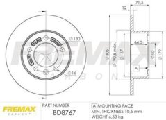 zadní brzdový kotouč renault master 4,432000367r,fremax bd8767