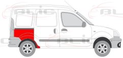 lem zadního blatníku renault kangoo,pravý,3 dveř.verze