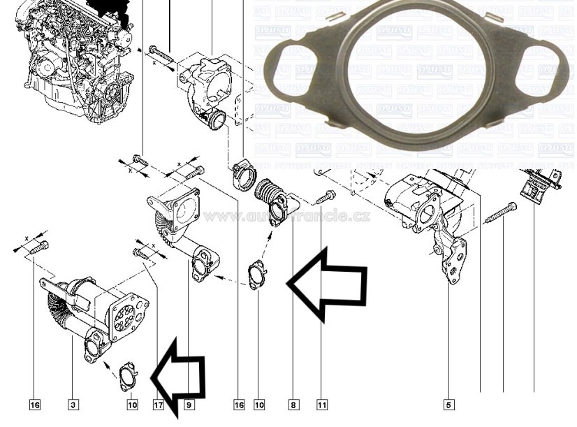 těsnění vedení egr ventilu renault,dacia 1.5 DCI 7701061457