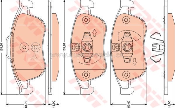přední brzdové destičky renault,410607115r,TRW GDB1789