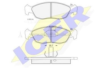 PŘEDNÍ BRZDOVÉ DESTIČKY citroen,peugeot,ICER 180932