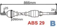 pravá poloosa berlingo,partner,zx,3273.6K,bez ABS FPARTS
