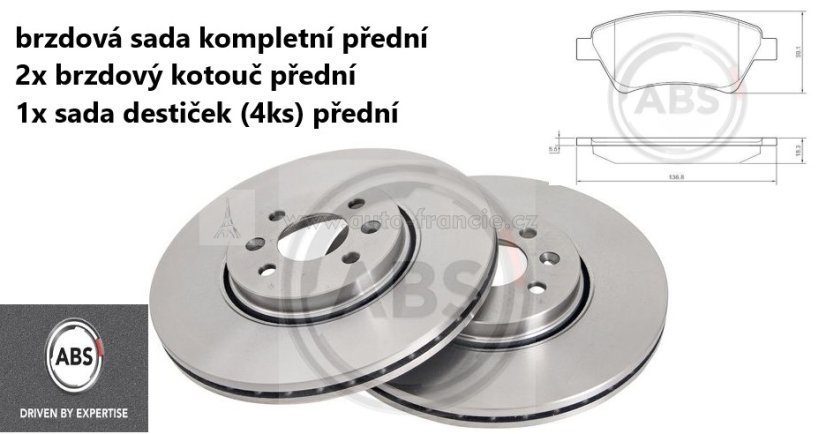 brzdy renault scenic 2,grandscenic2,přední brzdová sada renault