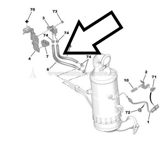 1618ee tlakové potrubí dpf filtru citroen c5
