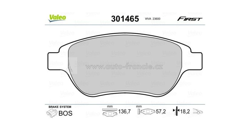 PŘEDNÍ BRZDOVÉ DESTIČKY citroen,peugeot,4252.22,valeo