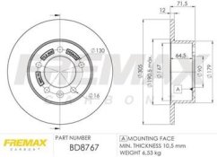 zadní brzdový kotouč renault master 4,432000367r,fremax bd8767