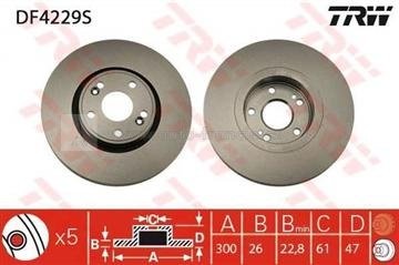 přední brzdový kotouč renault laguna,8200007122,300mm,TRW DF4229S