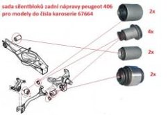 sada silentbloků zadní nápravy peugeot 406,5131.99,5131.78,5131.80,3640.35*FPARTS