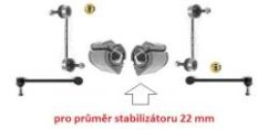 sada stabilizátorů zadní nápravy peugeot 406,MEYLE 22mm
