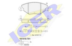 BRZDOVÉ DESTIČKY CITROEN C5 ,icer 181419-70,brzdy citroen c5