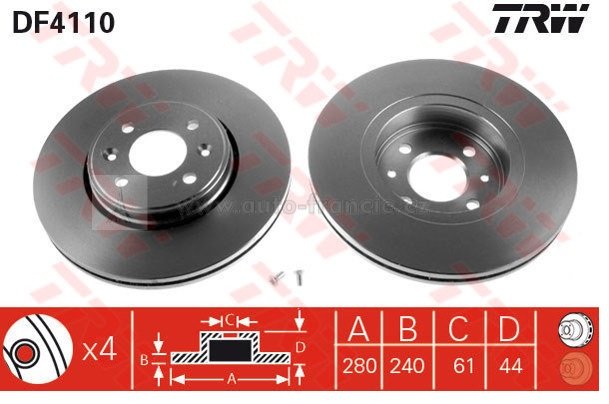 přední brzdový  kotouč renault,7700426389,TRW DF4110