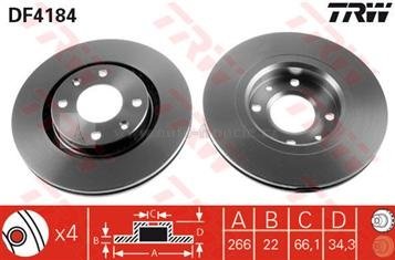 přední brzdový kotouč citroen,peugeot,4249.83*,trw df4184