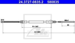 levé brzdové lano peugeot 406,4745.r1,bubnová brzda,ATE