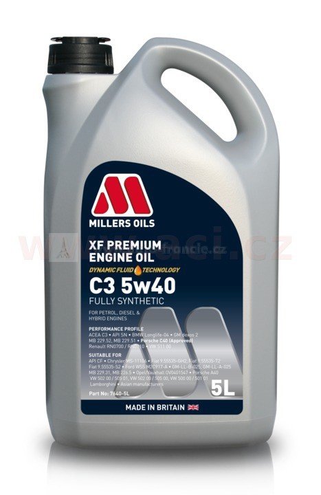 MILLERS OILS XF PREMIUM C3 5W40, PLNĚ SYNTETICKÝ, 5l